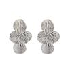 Minimally retro metallic and environmentally friendly electroplated leaf pleated texture earrings