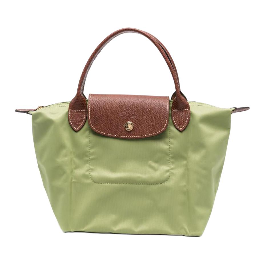 

Longchamp Le Pliage 23 Embroidered Micro Logo Solid Color Snap Zipper Closure Canvas And Leather Dumpling Tote Bag Small Size 1621089P77 Basic Set (Bag)
