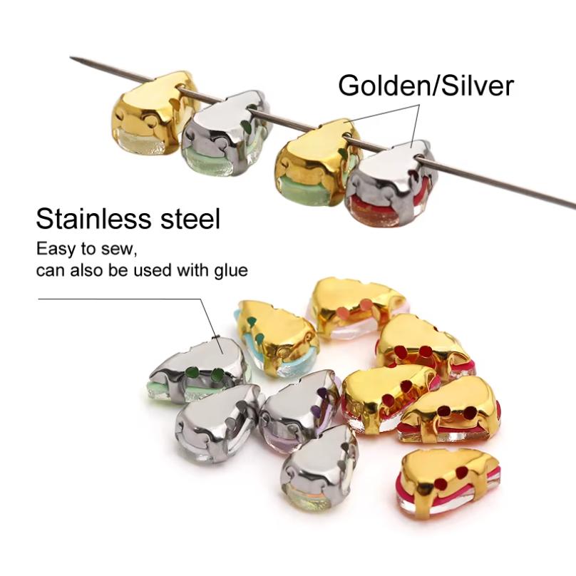 6x10mm Droplet Sewing Rhinestones Opal Crystals For Jewelry Accessories Silver Golden Metal Base Sew On Stones Glass Crystals