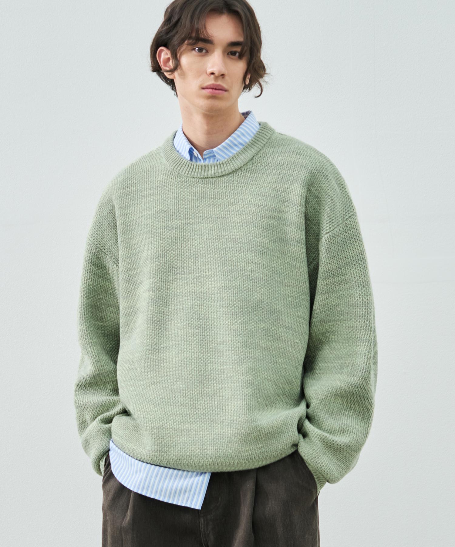 Drawfit Oversized Mixed Pullover Knit [Sage Green] L