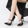 Modă Liyke Design de Modă Perle Curea cu Cataramă Piele Lăcuită Pantofi cu Toc Înalt Fetiș Eleganți cu Vârf Ascuțit 16CM Pantofi de Stripper
