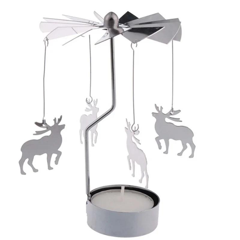 Metal Rotary Candle Holder Light Carousel Stand Tea RollingHome Christmas Home Decore Candles