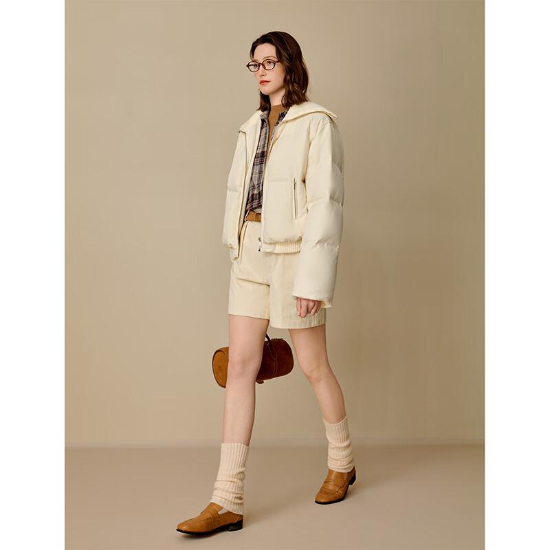 Inman Women's Spliced Knitted Collar Short Down Jacket