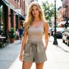 Casual en comfortabele damesboho-short met trekkoord en achterzakken voor de zomer