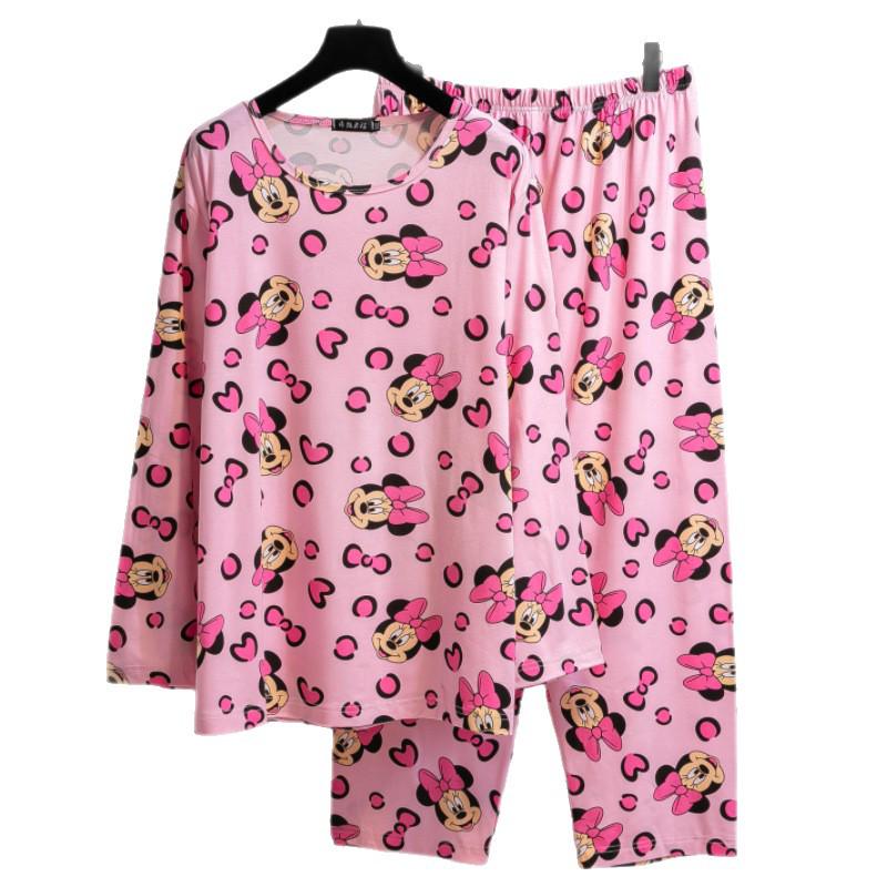 Plus Size Women's Cute Pajama Set 2025 - Pure Cotton Long Sleeve Top & Pants