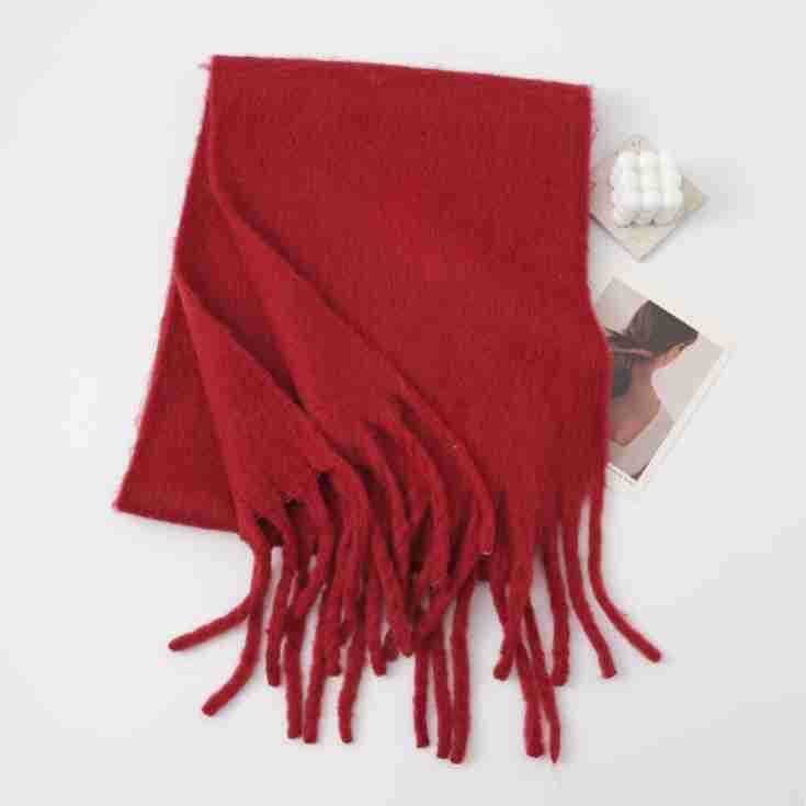Versatile mohair solid color scarf women's winter thickening simple warmth enlarged shawl scarf