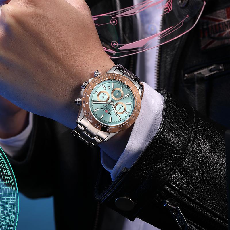 Quarzuhr für Herren Business Gold Schwarz Edelstahl Mode Klassisch Luxus Multifunktional Analog Armbanduhren Reloj Hombre