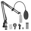 EmJTao Microphone Arm 8 Set Metal Universal Adjustable Desktop Stand with Adapter Microphone Holder Shock Mount Pop Filter Japanese Manual