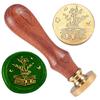 1pc Golden Plated Brass Sealing Wax Stamp Head with Wood Handle for Envelopes Invitations Gift Cards Flower 83x22mm Head: 7.5mm Stamps: 25x14.5mm