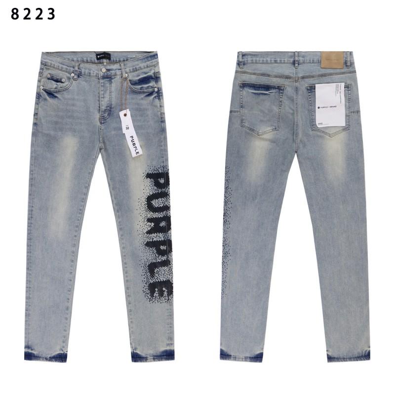 Mens Slim Fit Distressed Straight Leg Denim Jeans - Mid Rise Light Wash Youth Streetwear Style