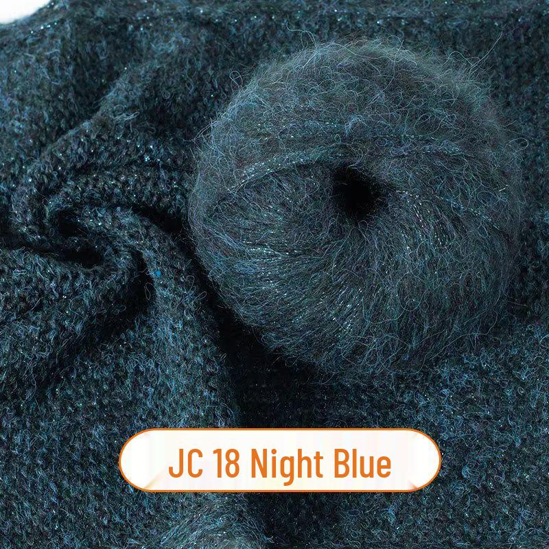 Blue Tear Spray Mohair Yarn: Gold-Thread Starry Sky Series for Chunky Knit Scarves