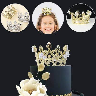 Mini Perlenkrone Kuchen Dekoration Cupcake Topper DIY Plastik Kinder Haarschmuck Hochzeit Geburtstagsfeier Dekoration Zubehör