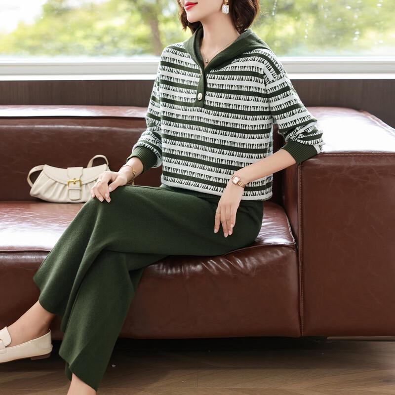 

Women s Striped Hooded Knitted Casual Set XL