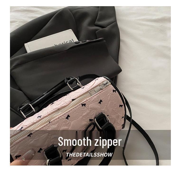 Korean Sweet Bow Boston Tote & Crossbody Bag - Fashionable Single Shoulder Handbag for Girls