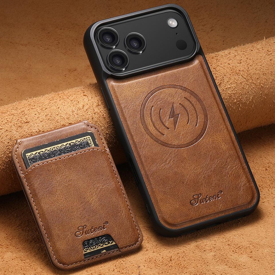 For Magsafe Case For iPhone 17 Pro Max 14 12 13 15 16 Pro Max Plus Leather Wallet Card Holder Slots Magnetic Back Cover K0026