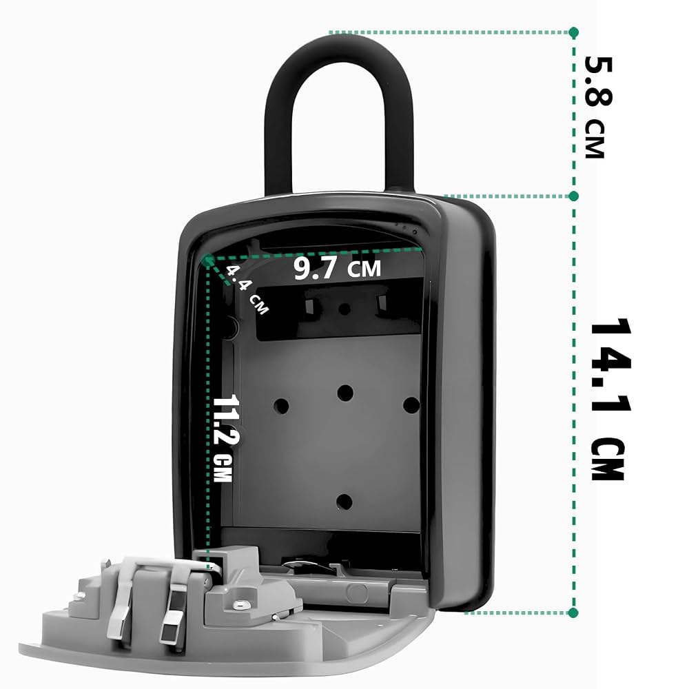Large Capacity Key Box - C-Timvasion Safe with 4-Digit Combination Lock, Padlock, Key Storage Box,