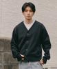 Xero V-Neck Crop Sweat Cardigan [Black]