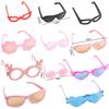 2pcs/set Multicolor Retro Cool Doll Glasses Round Frame Mini Plastic Glasses for Doll  Kids Toy