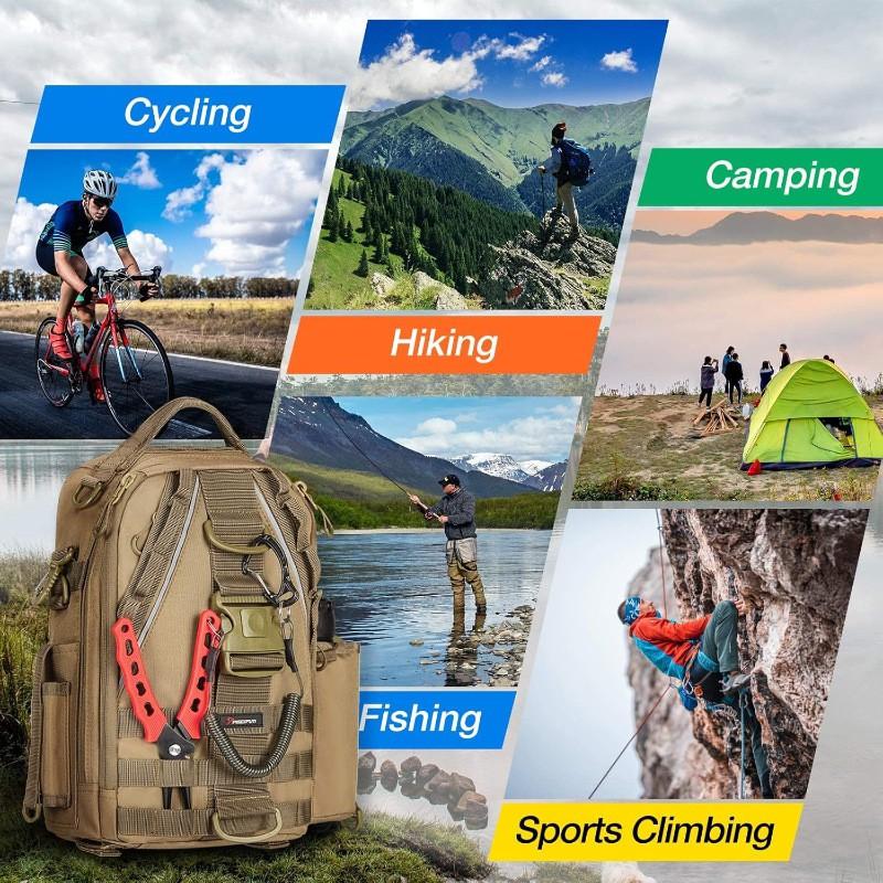 Multi-Compartment Fishing Backpack Rods Reels Lures Tackle Waterproof Oxford Fabric Single/Double Shoulder Carry