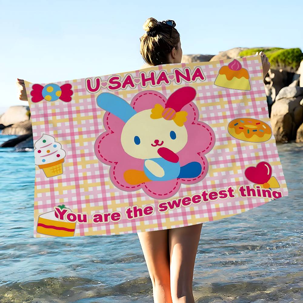 Cartoon U-USAHANAS Cute Microfiber Printed Beach Towel Mountain Climbing Yoga Beach Swimming Running Absorbent Soft Towel