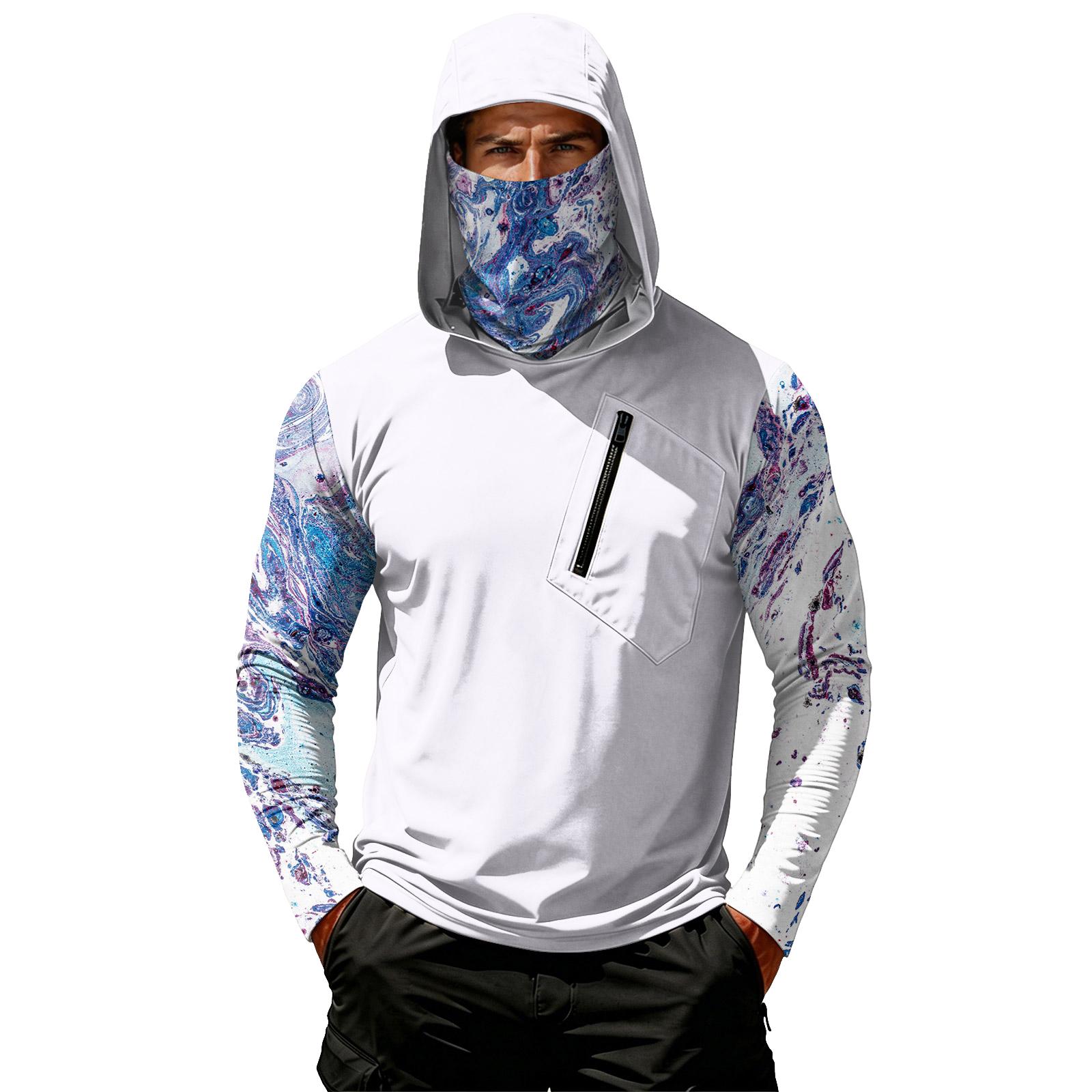 

Men s Casual Hooded Long Sleeve Sunscreen Top XL білий