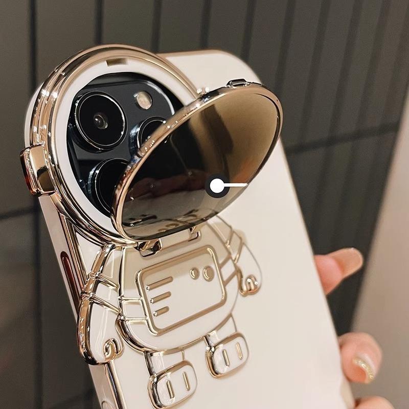 Astronauts Suitable for Apple 15 Mobile Phone Case Cute Astronaut Iphone16 Couple Stand 14promax Electroplating