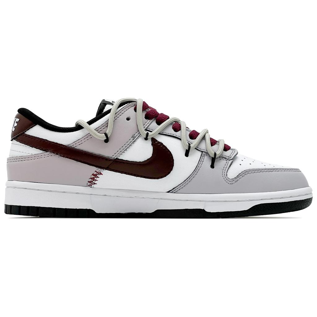 Nike Dunk Leather Abrasion Resistant Low Top Skateboard Shoes Unisex White Red HF5441-100(Team1466-QD)