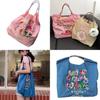 Borsa Tote da Shopping Ricamata con Catena a Palline Giapponese in Tessuto Oxford