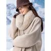 Elegant Double-Faced Wool Coat with Fox Fur Collar
