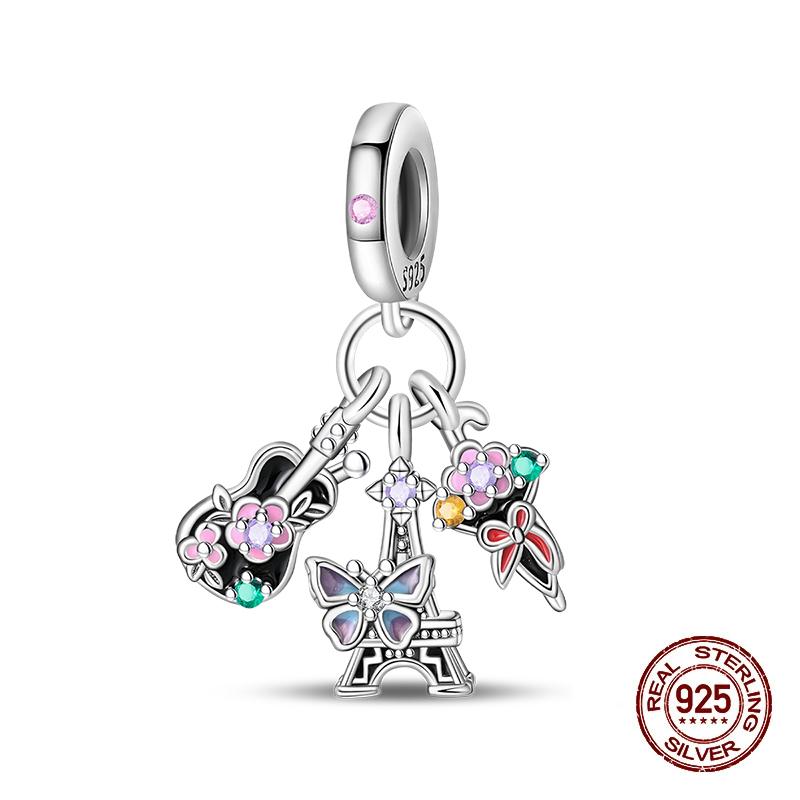 Sweet Copper Tea Party Pink Princess Series Charms Beads Fit 3Mm Original Bracelets Diy Jewelry Birthday Gifts