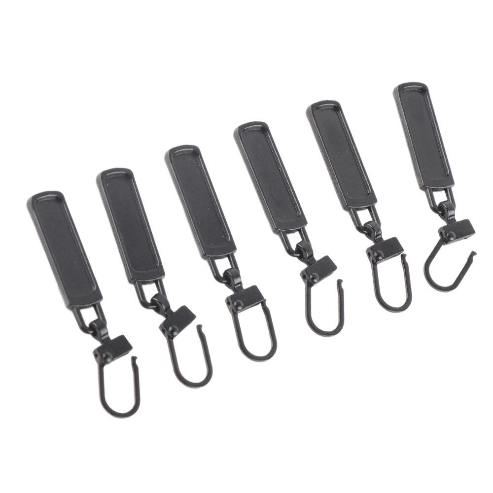 6pcs Black Zipper Pull Replacement Small Hole Zipper Pull Tab Detachable Zipper Pull Handbags