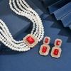3-teiliges Damenmode Perlen-Serie Halskette Ohrringe Schmuckset, Geeignet für Hochzeiten, Partys und Festivalgeschenke