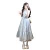 French seaside vacation suspender neck dress children's summer new small blue fairy dress