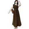 French-Style Two-Piece Long-Sleeve Plus Size Elegant Spring Dress with Waist-Cinched Skirt