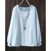 Cotton Linen Long Sleeve Shirt For Women With Round Neck And Relaxed Fit