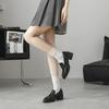 Fashion British style small leather shoes women's new small thick heels single shoes retro commuting onepedal loafers