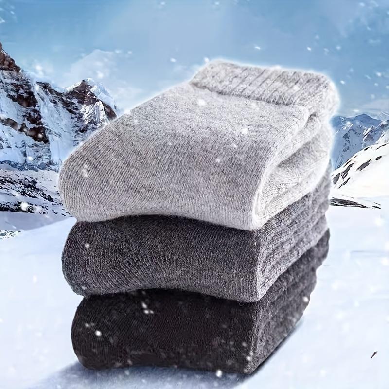 1 Paar dicke warme Crew-Socken für Herren für den Winter, lässige einfarbige Frottee-Socken