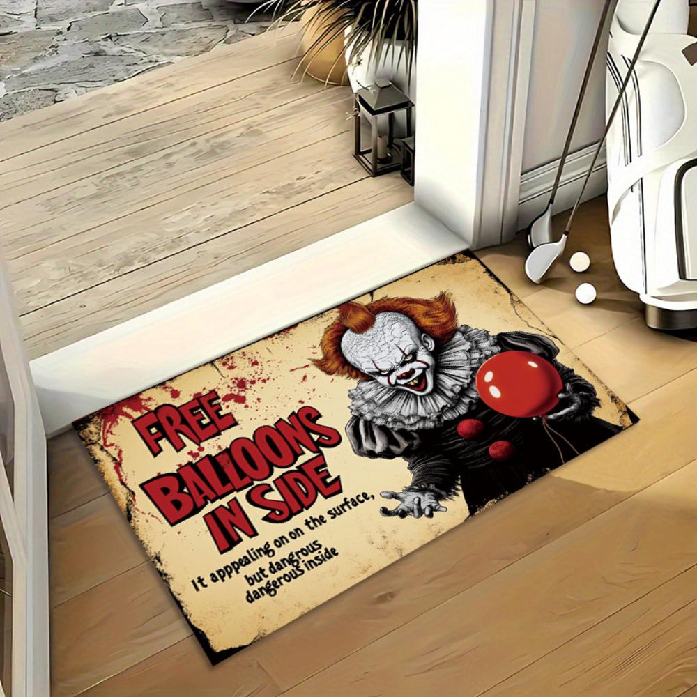 Halloween Door Mat Spooky Pennywise Clown Door Mat Living Room, Bedroom, Kitchen, Entrance Anti-slip Floor Mat Hallway Floor Mat