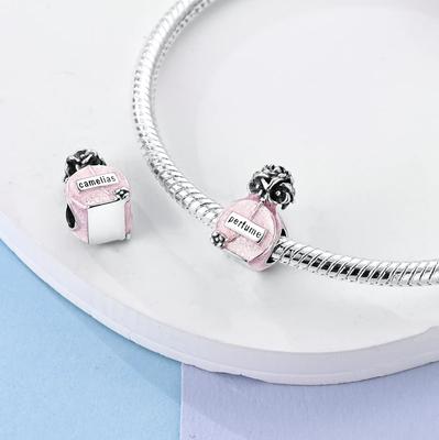 Charms Coppercamellia Pink Perfume Bottle Beads Fit Charms Plataoriginal Bracelet Beads Women Jewellery Making Diy