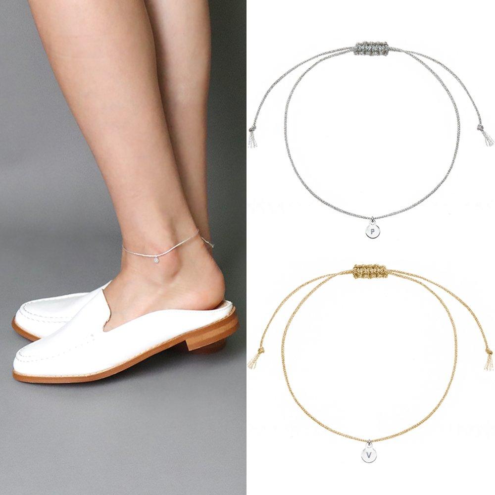 [92.5 Silver Anklet] Initial Glitter Anklet