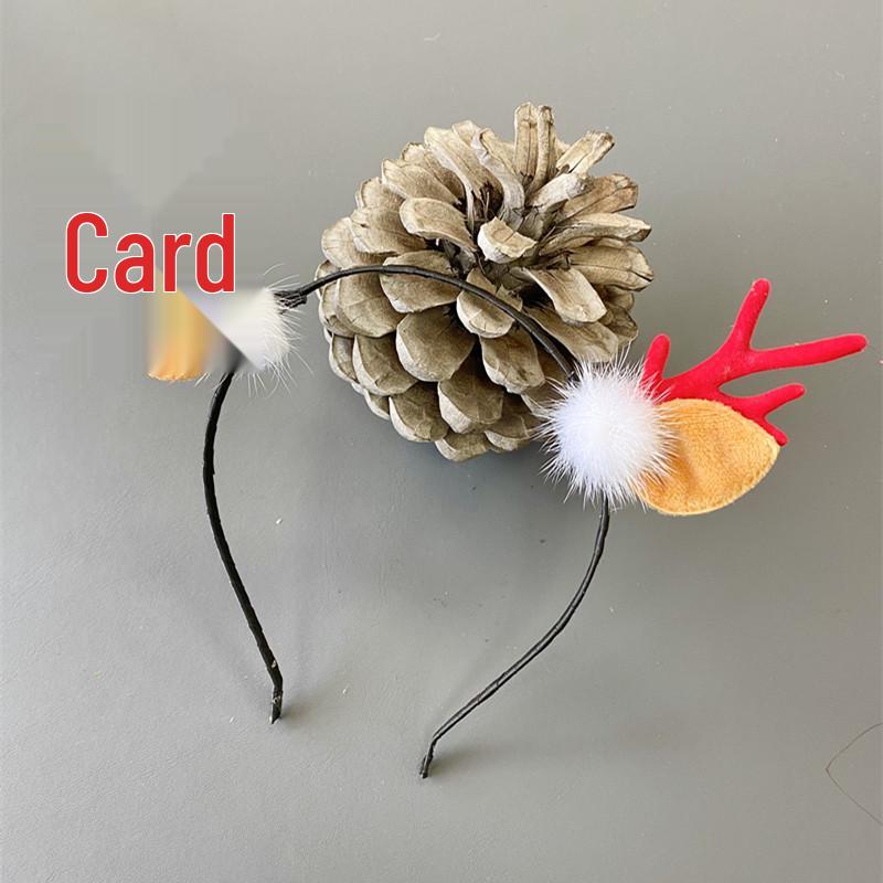 Japanese & Korean Style Flocked Coral Antler Ears Hair Clip for Christmas Photo Shoots