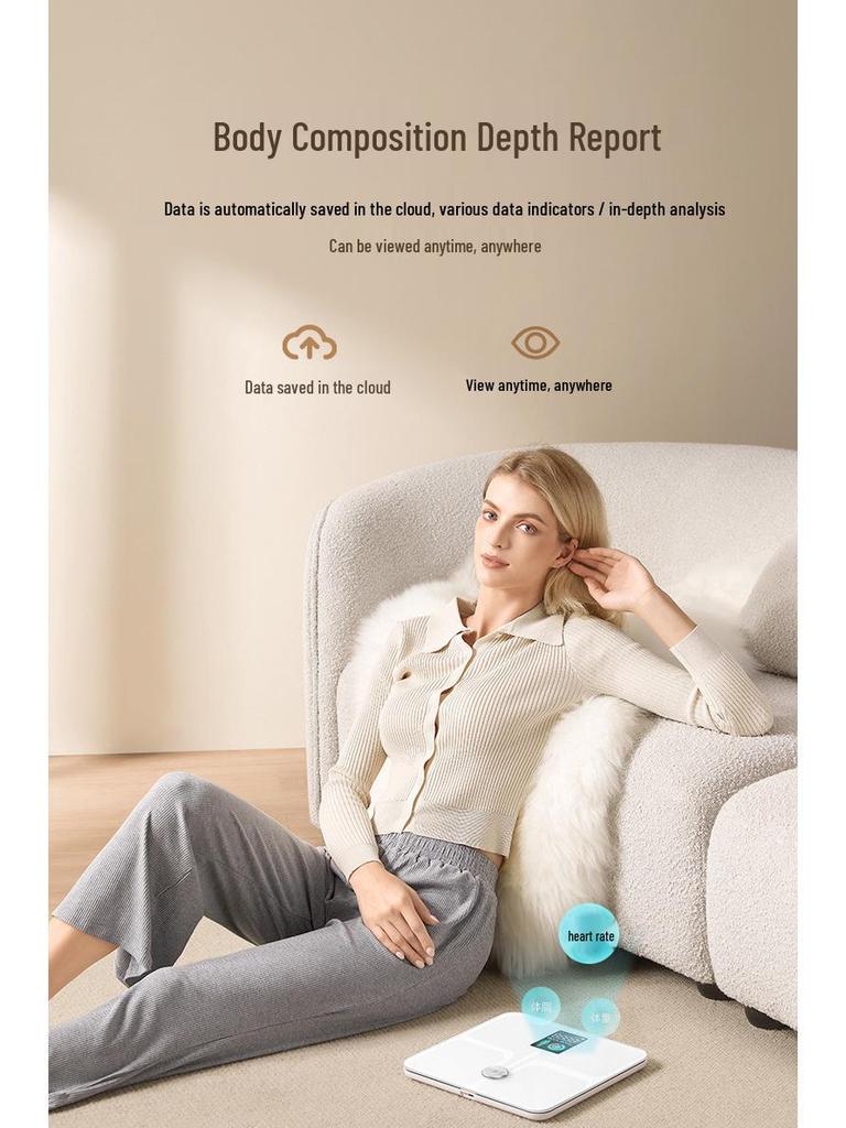 Yun Kang Bao Smart Bluetooth WiFi Body Fat Scale with Eight Electrodes for Accurate Household Measurement