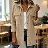 Women's loose corduroy button-down long-sleeved blouse with double pockets
