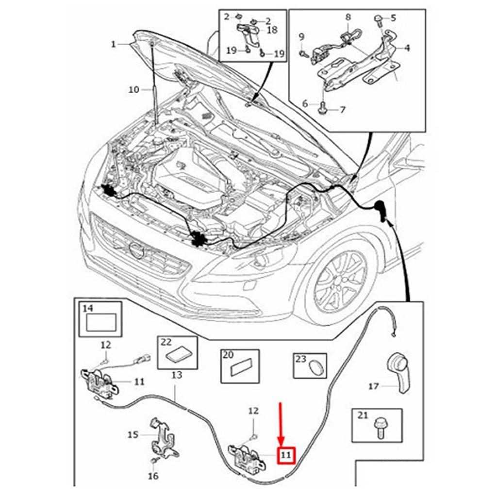 Car Engine Hoods Latch Lock Bonnet HoodsLock Cabin Lock Door Lock Assembly Compatible For S60 V60 V40 2012-2020 31371016