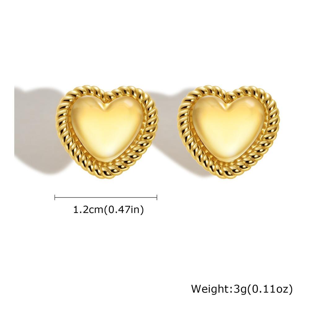 Jewelry Stainless Steel Round Snake Chain Heart 18K Gold Necklace Earrings Women'S Fashion Accessories 2106
