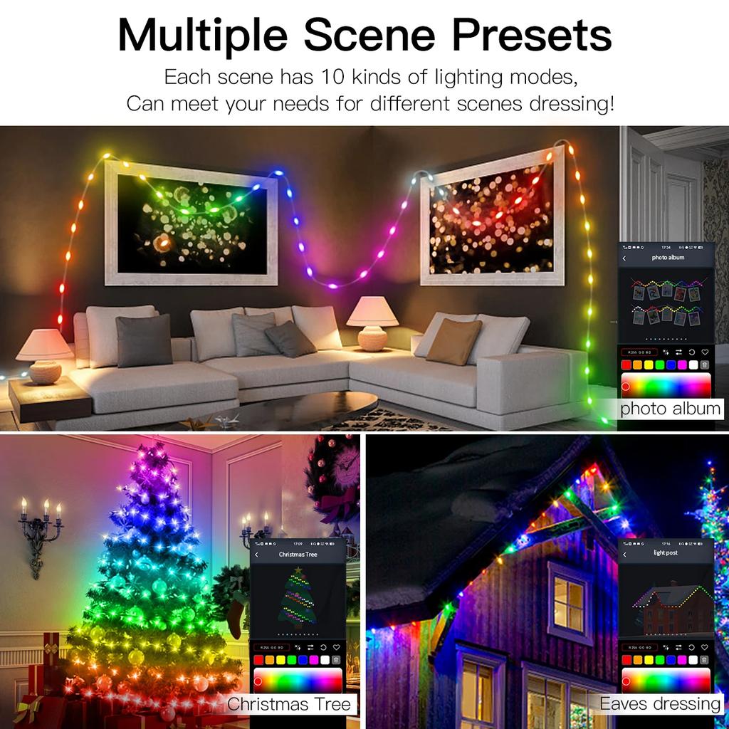 Christmas RGB LED String Bluetooth USB Powered Music Dream Color Light Birthday Party Garland Decor Fairy Lights for Home