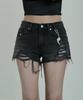 ETRE AU SOMMET Rivet Damage Keyring Shorts Pants (Black)