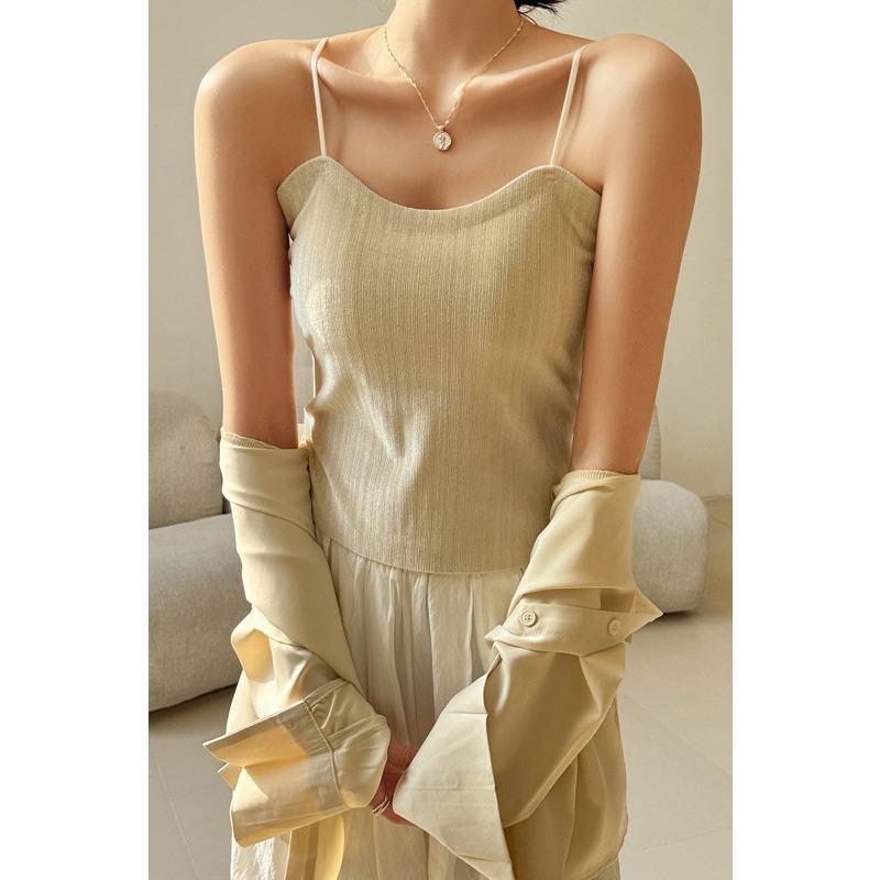 Summer Ice Silk Beauty Back Small Suspenders with Chest Pad One Cup Women with A Bottom Vest Wrapped Chest A Line Around The Chest