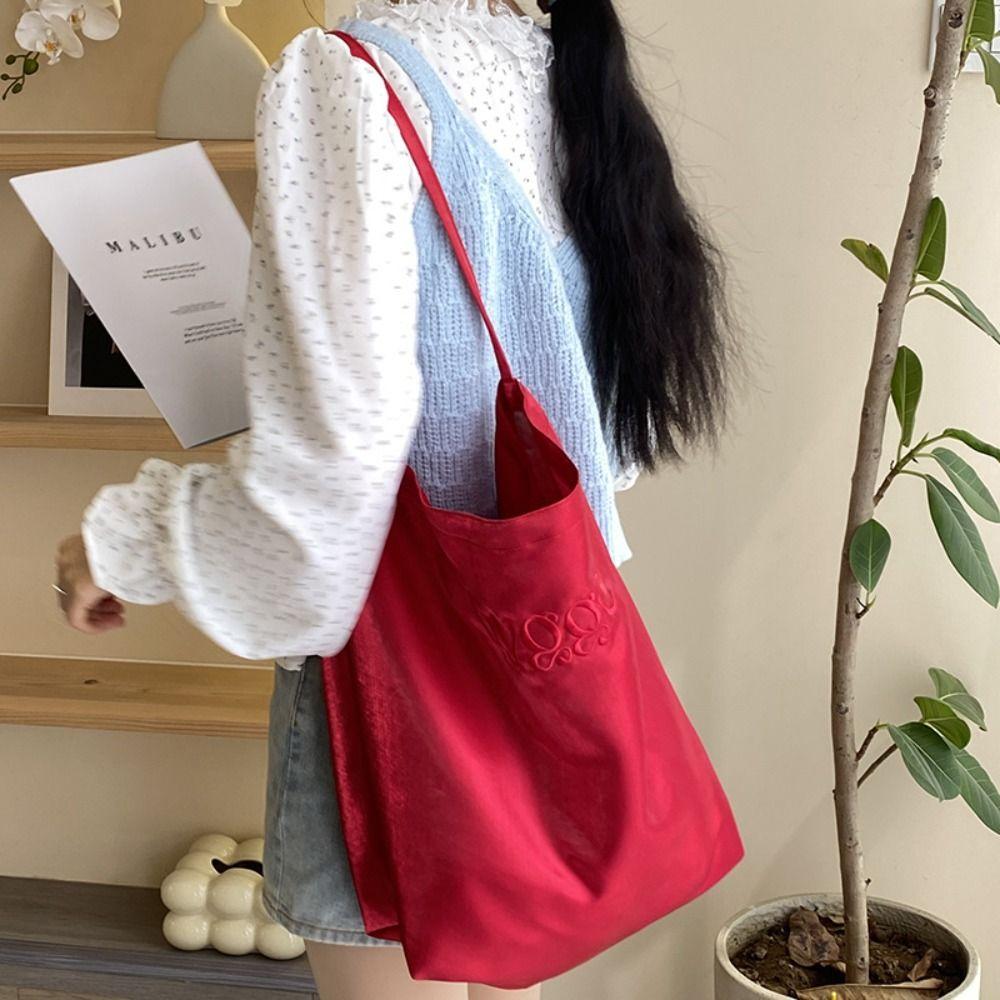 

Solid Color Satin Tote Bag Cloth Shoulder Bag Fashion Daily чёрный