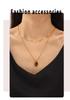 French-Inspired Oval Tiger Eye Pendant Necklace - 18K Gold-Plated Titanium Steel